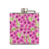 Roze waterverf petunia-bloempatroon heupfles (Achterkant)