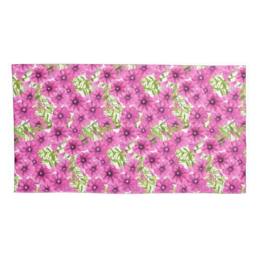 Roze waterverf petunia-bloempatroon kussensloop (Achterkant-Rechts)