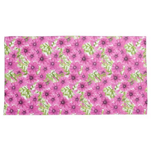 Roze waterverf petunia-bloempatroon kussensloop (Voorkant-Rechts)