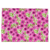Roze waterverf petunia-bloempatroon large cadeautasje (Achterkant)