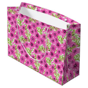 Roze waterverf petunia-bloempatroon large cadeautasje