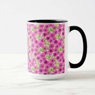 Roze waterverf petunia-bloempatroon mok