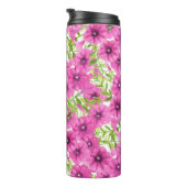 Roze waterverf petunia-bloempatroon thermosbeker (Geroteerd rechts)