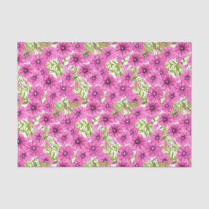 Roze waterverf petunia-bloempatroon tissuepapier