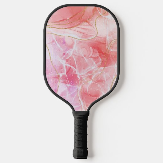 Roze Waterverf Pickleball Paddle (Achterkant)