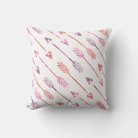 Roze Waterverf pijlpatroon Kussen (Voorkant)