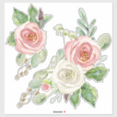 roze Waterverf pioen bloemblaadjes Sticker (Vel)