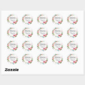 Roze Waterverf pioen gepersonaliseerde doop Ronde Sticker (Vel)