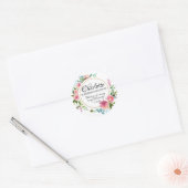 Roze Waterverf pioen gepersonaliseerde doop Ronde Sticker (Envelop)