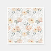 Roze Waterverf pioenen Bloemenpatroon Servet (Voorkant)