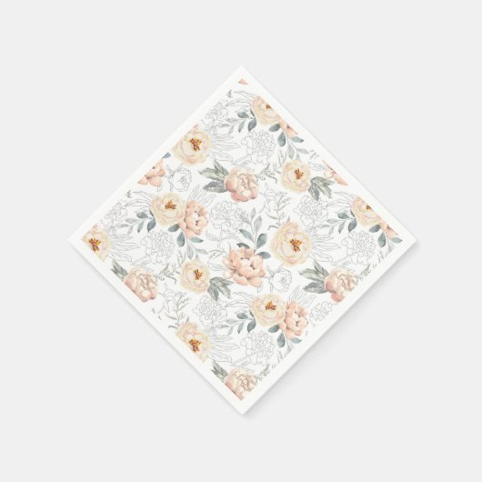 Roze Waterverf pioenen Bloemenpatroon Servet (Hoek)