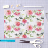 Roze Waterverf pioenen en groen patroon Tissuepapier (Craft)