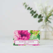  roze Waterverf pioenen gepersonaliseerd Visitekaartje (Staand voorkant)