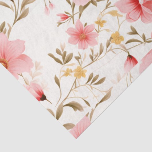 Roze Waterverf pioenroos bloemenontkoppeling Tissuepapier (Detail)