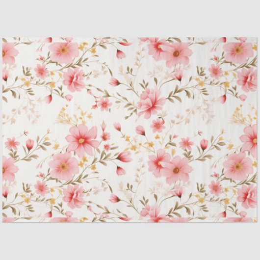 Roze Waterverf pioenroos bloemenontkoppeling Tissuepapier (Voorkant)