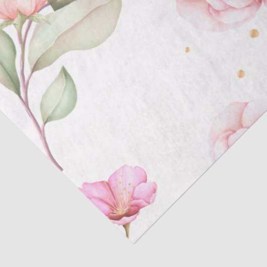 Roze Waterverf pioenroos bloemenontkoppeling Tissuepapier (Detail)