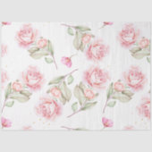 Roze Waterverf pioenroos bloemenontkoppeling Tissuepapier (Voorkant)