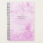 Roze Waterverf Planner<br><div class="desc">Elegante planner met jouw naam en beschrijving over een handgeschilderde roze waterverf achtergrond.</div>