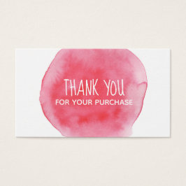 Roze Waterverf plastic Dank je Visitekaartjes