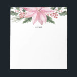 Roze Waterverf Poinsettia en Hollies Garland Notitieblok<br><div class="desc">kerstthema bloemig notitieblok met illustraties van de waterverf van roze poinsettia,  bessen en heilige. Dit roze poinsettia notitieblok zal perfect zijn als een gepersonaliseerd geschenk. Personaliseer door een naam of korte uitdrukking toe te voegen.</div>