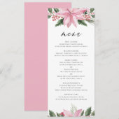 Roze Waterverf Poinsettia Floral Winter Wedding Menu (Voorkant / Achterkant)