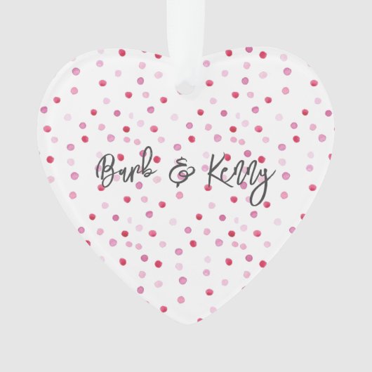 Roze Waterverf Polka Dots Name & Name Sweet Ornament (voorkant)