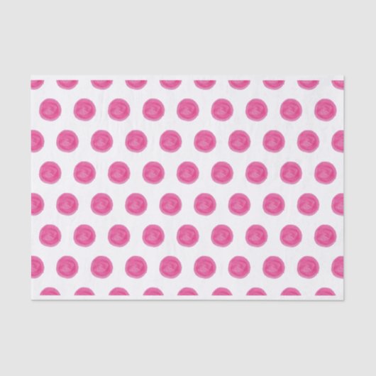 Roze Waterverf Polka Dots-papier Tissuepapier (Voorkant)
