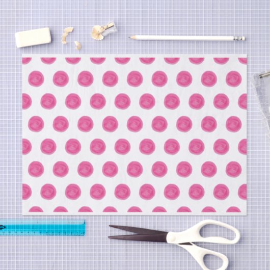 Roze Waterverf Polka Dots-papier Tissuepapier (Craft)
