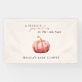 Roze Waterverf Pompoen Baby shower Banner (Horizontaal)