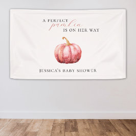 Roze Waterverf Pompoen Baby shower Banner