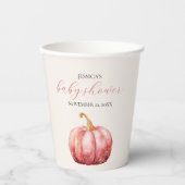 Roze Waterverf Pompoen Baby shower Papieren beker (Voorkant)