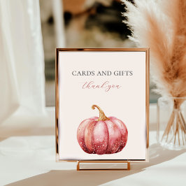 Roze Waterverf Pompoen Baby shower Tafelblad Teken Poster