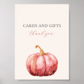 Roze Waterverf Pompoen Baby shower Tafelblad Teken Poster (Voorkant)