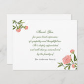 Roze waterverf pony-bloem bedankkaart (Voorkant / Achterkant)