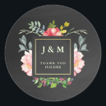 Roze Waterverf pony's en Chalkboard voor bruiloft Ronde Sticker<br><div class="desc">Deze mooie pony's zijn gemaakt in waterverf stijl,  en hebben een faux gouden lijst grens in het midden. De achtergrond ziet er een gevlekt zwart karton uit. Pas het gemakkelijk aan met uw initialen,  trouwdatum,  en bericht.</div>