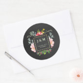 Roze Waterverf pony's en Chalkboard voor bruiloft Ronde Sticker (Envelop)