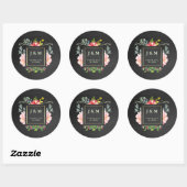 Roze Waterverf pony's en Chalkboard voor bruiloft Ronde Sticker (Vel)