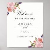 Roze Waterverf pony's Welkomstbord voor bruiloft Poster (Voorkant)