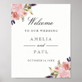 Roze Waterverf pony's Welkomstbord voor bruiloft Poster