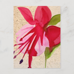 Roze waterverf pop briefkaart