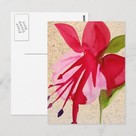Roze waterverf pop briefkaart (Voorkant / Achterkant)