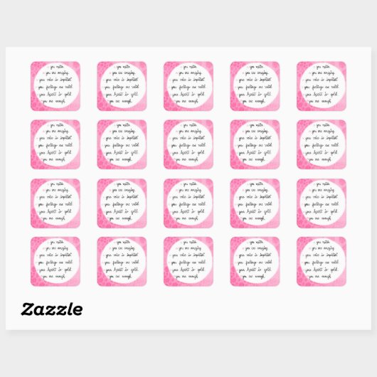 Roze Waterverf Positieve Bevestigingen stickers (Vel)