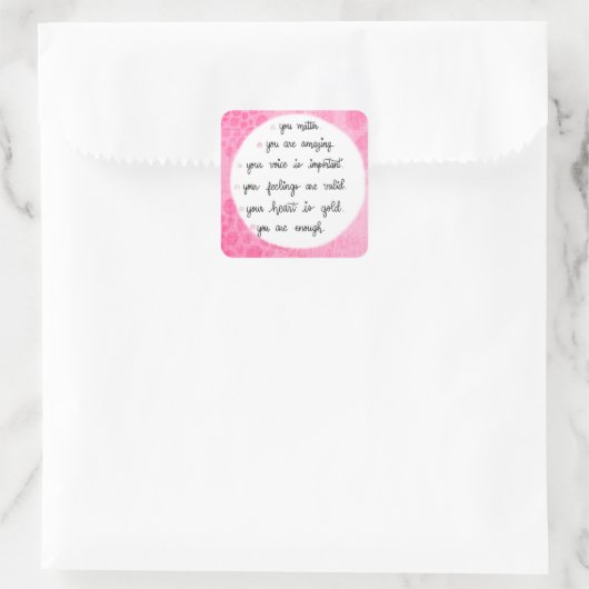 Roze Waterverf Positieve Bevestigingen stickers (Tas)