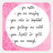 Roze Waterverf Positieve Bevestigingen stickers (Voorkant)