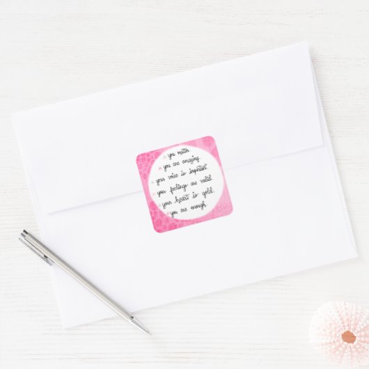 Roze Waterverf Positieve Bevestigingen stickers (Envelop)