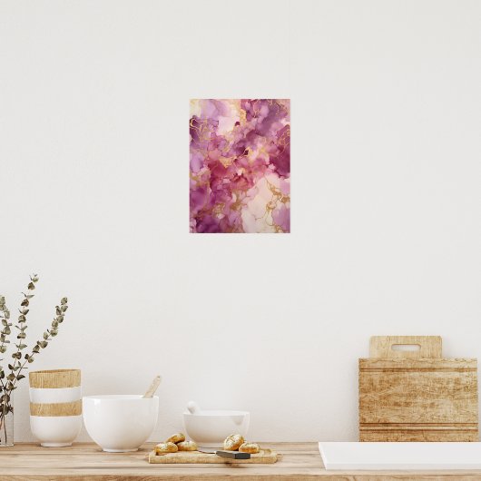 Roze waterverf poster (Keuken)