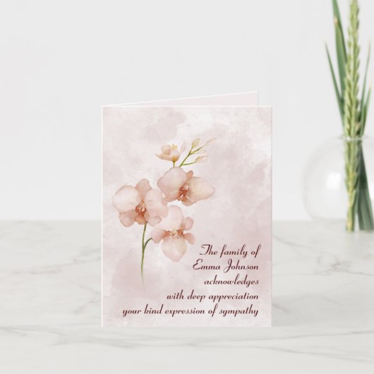 Roze Waterverf Posy Sympathie Kaart (Voorkant)