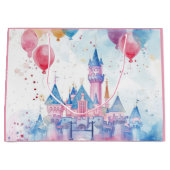 Roze Waterverf Princess Castle Groot Cadeauzakje (Voorkant)