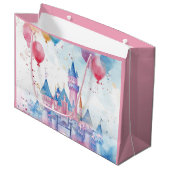 Roze Waterverf Princess Castle Groot Cadeauzakje (Voorkant Gekanteld)