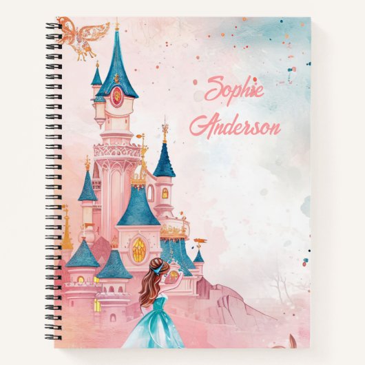 Roze Waterverf Princess Notitieboek (Voorkant)